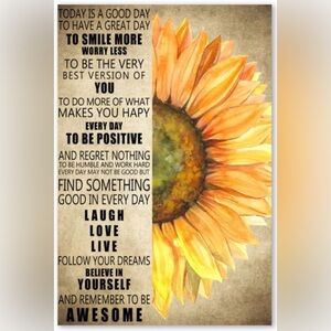 24x36 Inspirational Sunflower Wall Art Poster